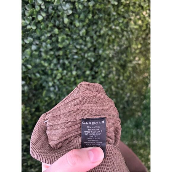 Carbon38 High Rise Camel Brown Ribbed Lounge Short Sz Medium NWT - Picture 7 of 7